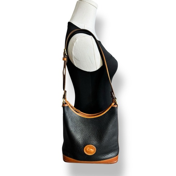 VTG DOONEY & BOURKE AWL Hobo Black Brown Pebbled Leather Shoulder Bag Purse USA - Picture 4 of 12